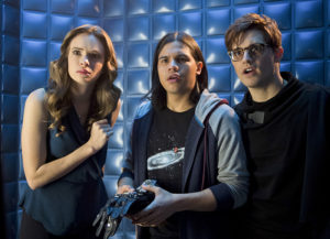 The Flash -- "Flash Back" -- Image: FLA217b_0178b.jpg -- Pictured (L-R): Danielle Panabaker as Caitlin Snow, Carlos Valdes as Cisco Ramon and Andrew Mientus as Hartley Rathaway -- Photo: Diyah Pera/The CW -- ÃÂ© 2016 The CW Network, LLC. All rights reserved.